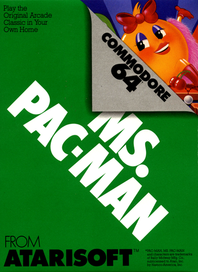 Ms Pac-Man box art for Commodore 64